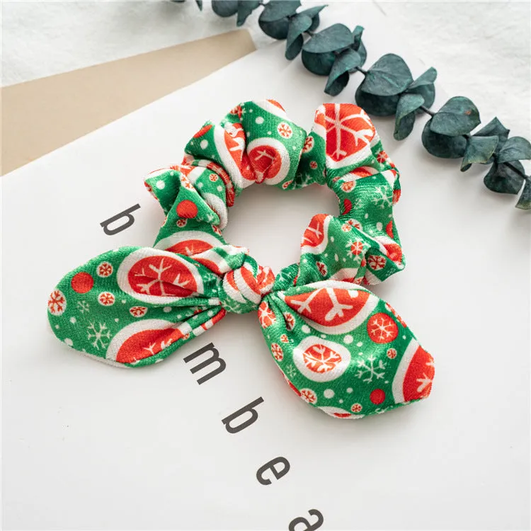 10pcs Hair Ties Christmas Flannel Rabbit Ears Girl Hair Ring