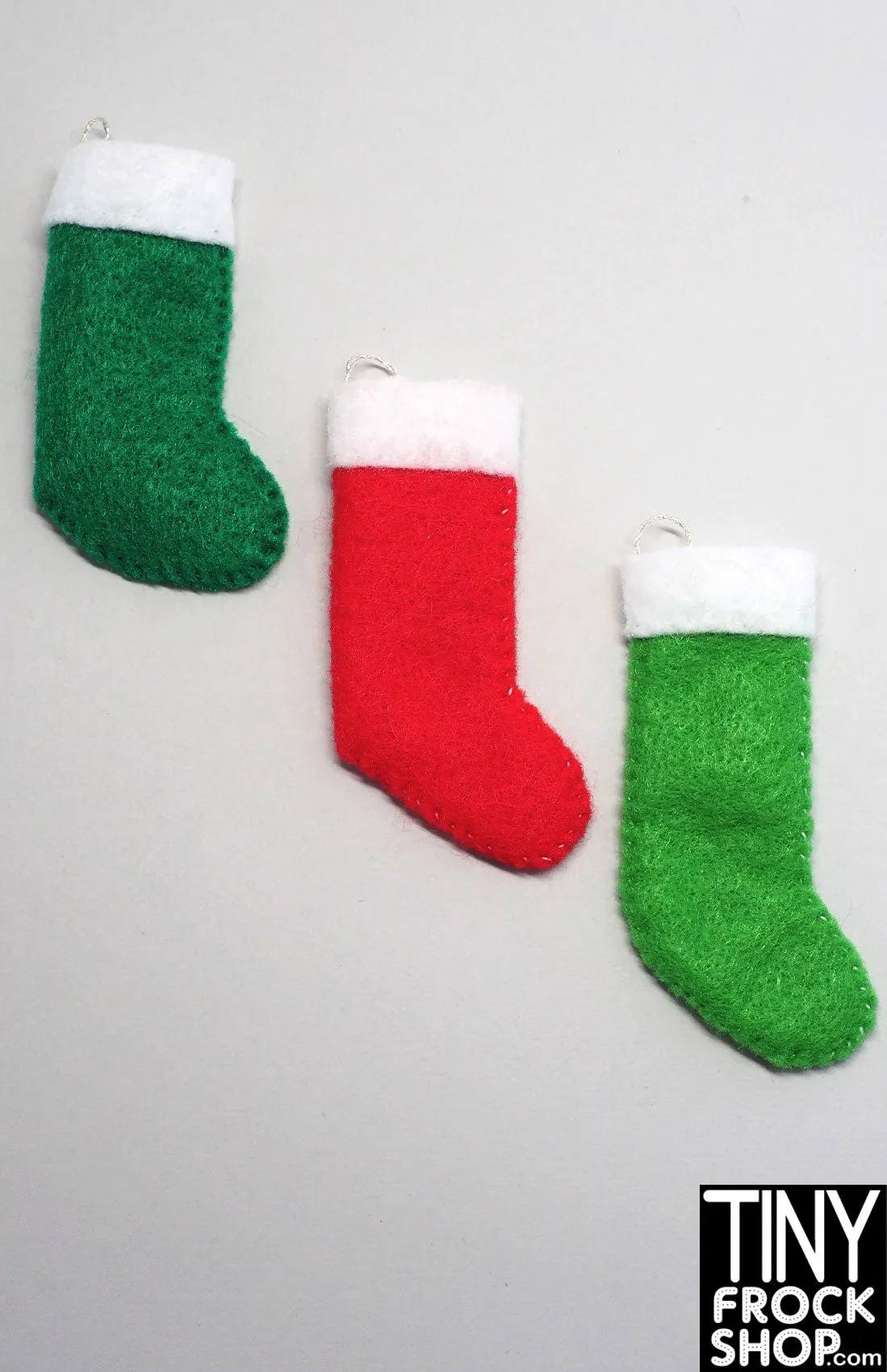 12" Fashion Doll Solid Felt Christmas Stockings By Ash Decker - 3 Colors