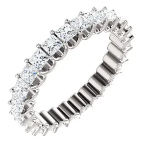 14KT GOLD 2 1/2 CTW PRINCESS DIAMOND SHARED U-PRONG ETERNITY BAND