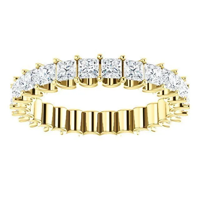 14KT GOLD 2 1/2 CTW PRINCESS DIAMOND SHARED U-PRONG ETERNITY BAND