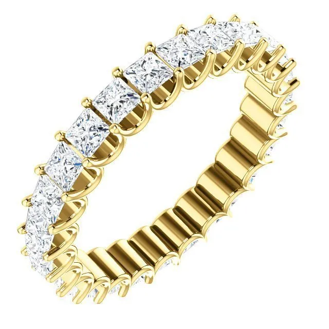 14KT GOLD 2 1/2 CTW PRINCESS DIAMOND SHARED U-PRONG ETERNITY BAND