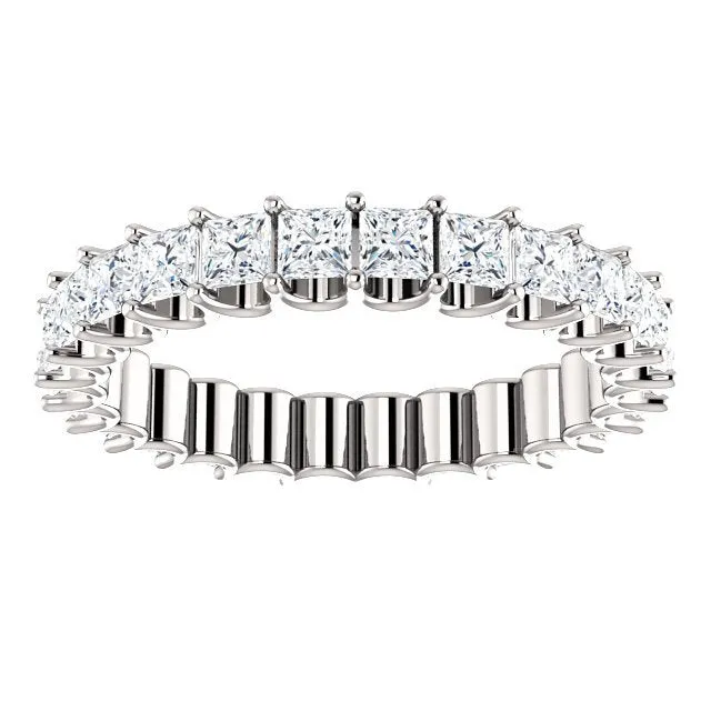 14KT GOLD 2 1/2 CTW PRINCESS DIAMOND SHARED U-PRONG ETERNITY BAND