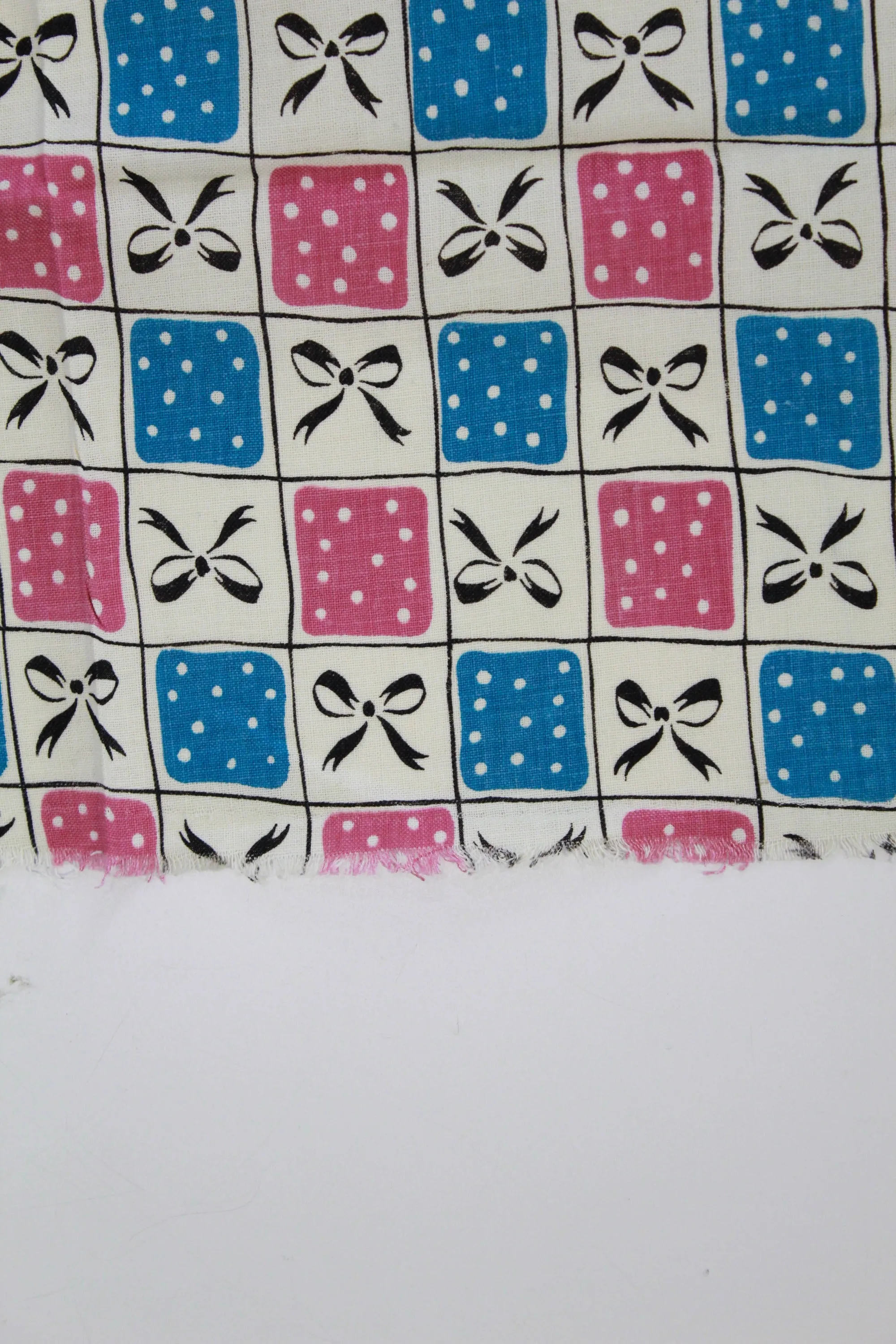 1930s 40s Bow Print Feedsack, Cotton Sewing Fabric (2 Pieces Available)