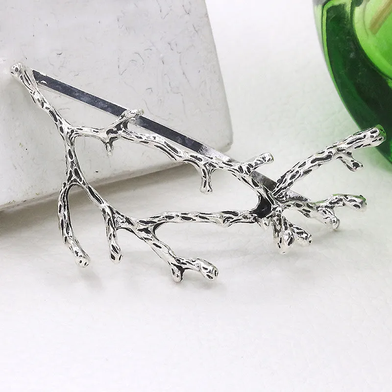 1PCS Silver Gothic Witchy Tree Branch Hair Clip