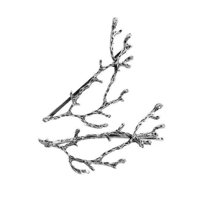 1PCS Silver Gothic Witchy Tree Branch Hair Clip