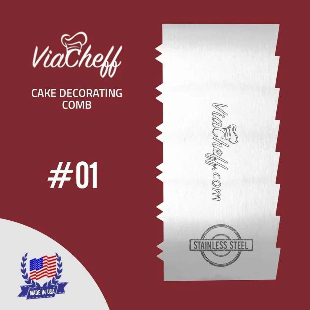 2-Sided Stainless Steel Cake Decorating Comb #1 (4" X 8")