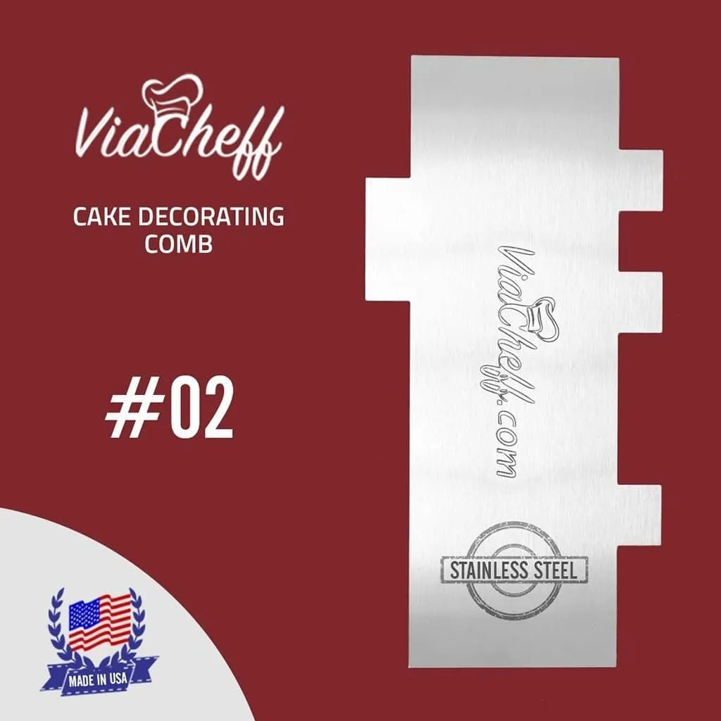 2-Sided Stainless Steel Cake Decorating Comb #2 (4" X 8")