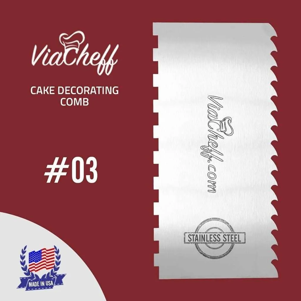 2-Sided Stainless Steel  Cake Decorating Comb #3 (4" X 8")