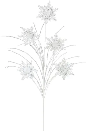 29" White Glitter Snowflake Spray