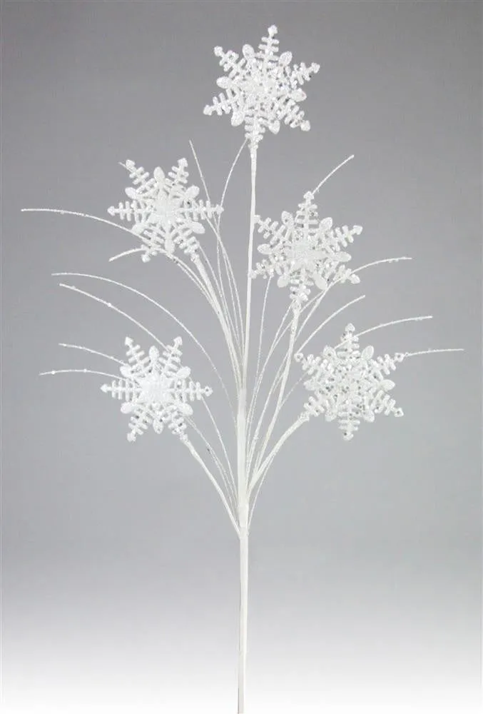 29" White Glitter Snowflake Spray