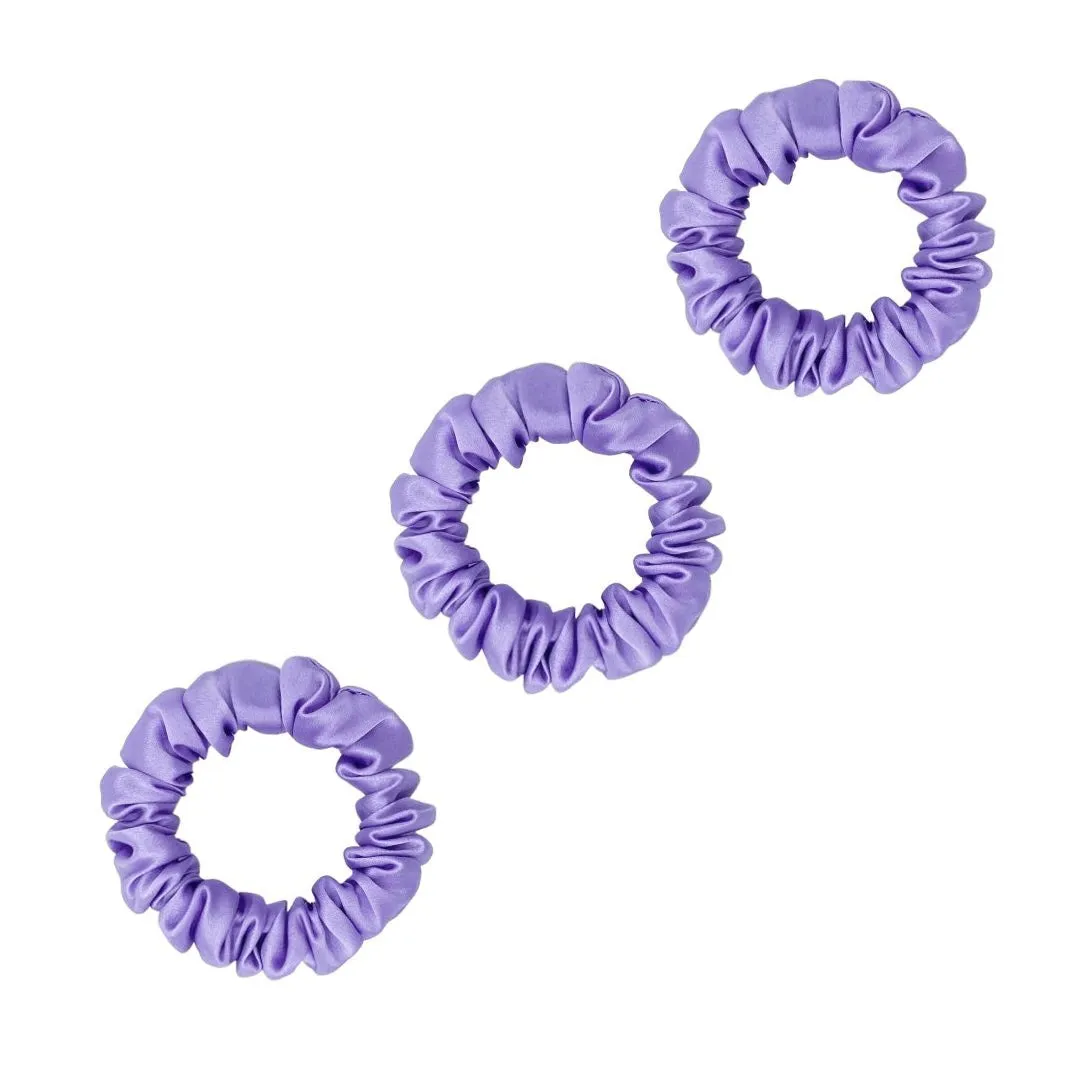 3 Pack Premium Mulberry Silk Scrunchies - Lavender - Small