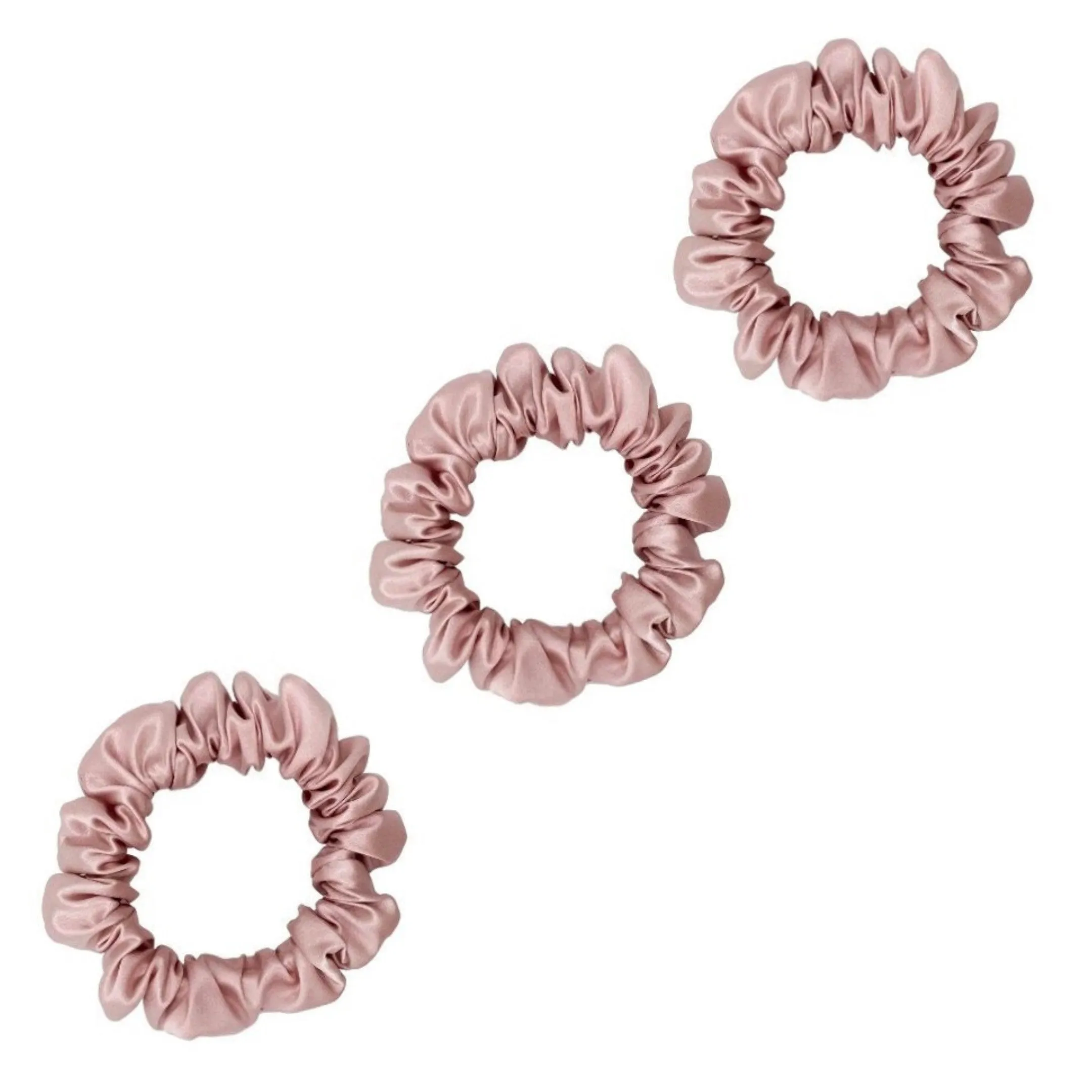 3 Pack Premium Mulberry Silk Scrunchies - Raspberry - Small