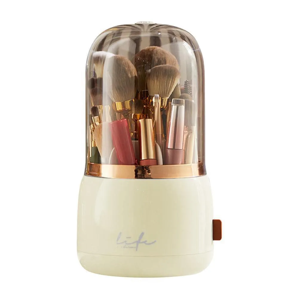 360¬∞ Rotating Makeup Brush Holder with Lid Makeup Organizer