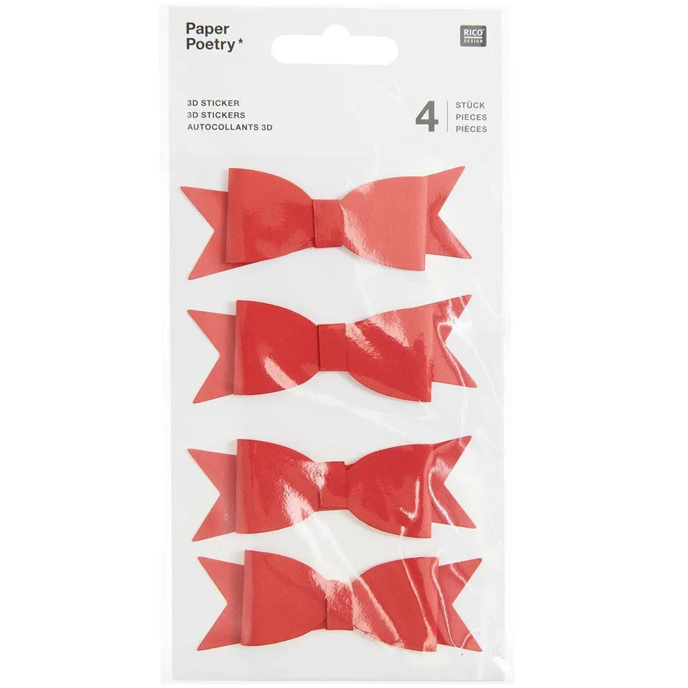 3D Stickers Bows Red