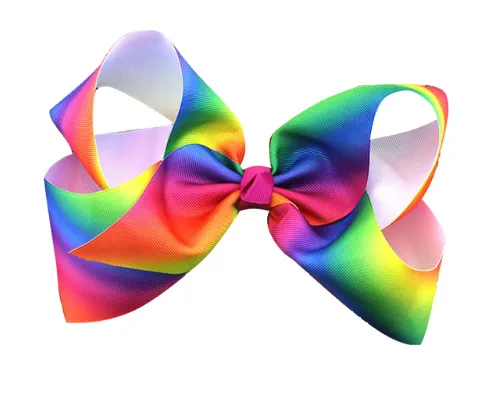 4.5 Inch Rainbow bow Hairclips  -Various Colours-