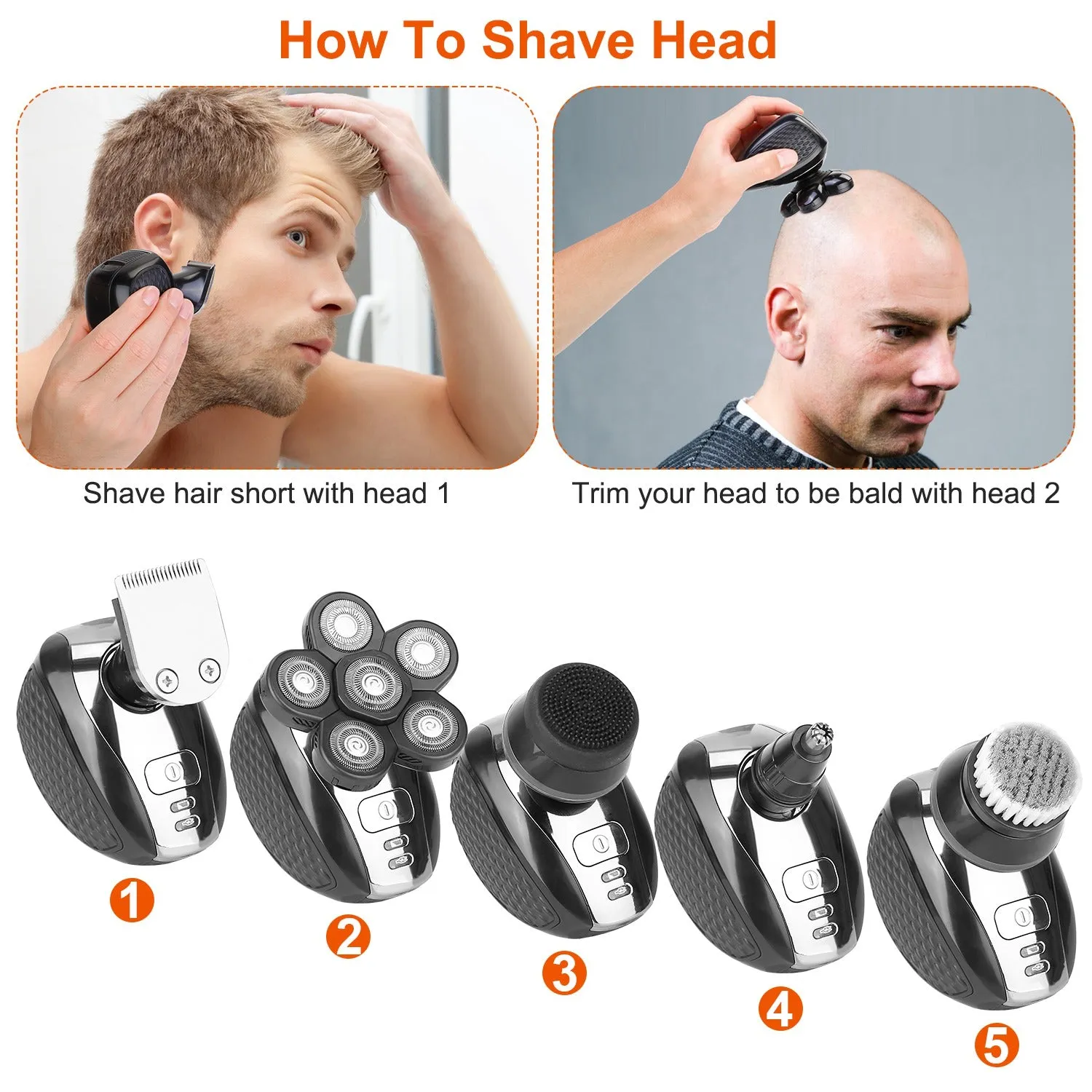 5-in-1 Electric Razor For Bald Men