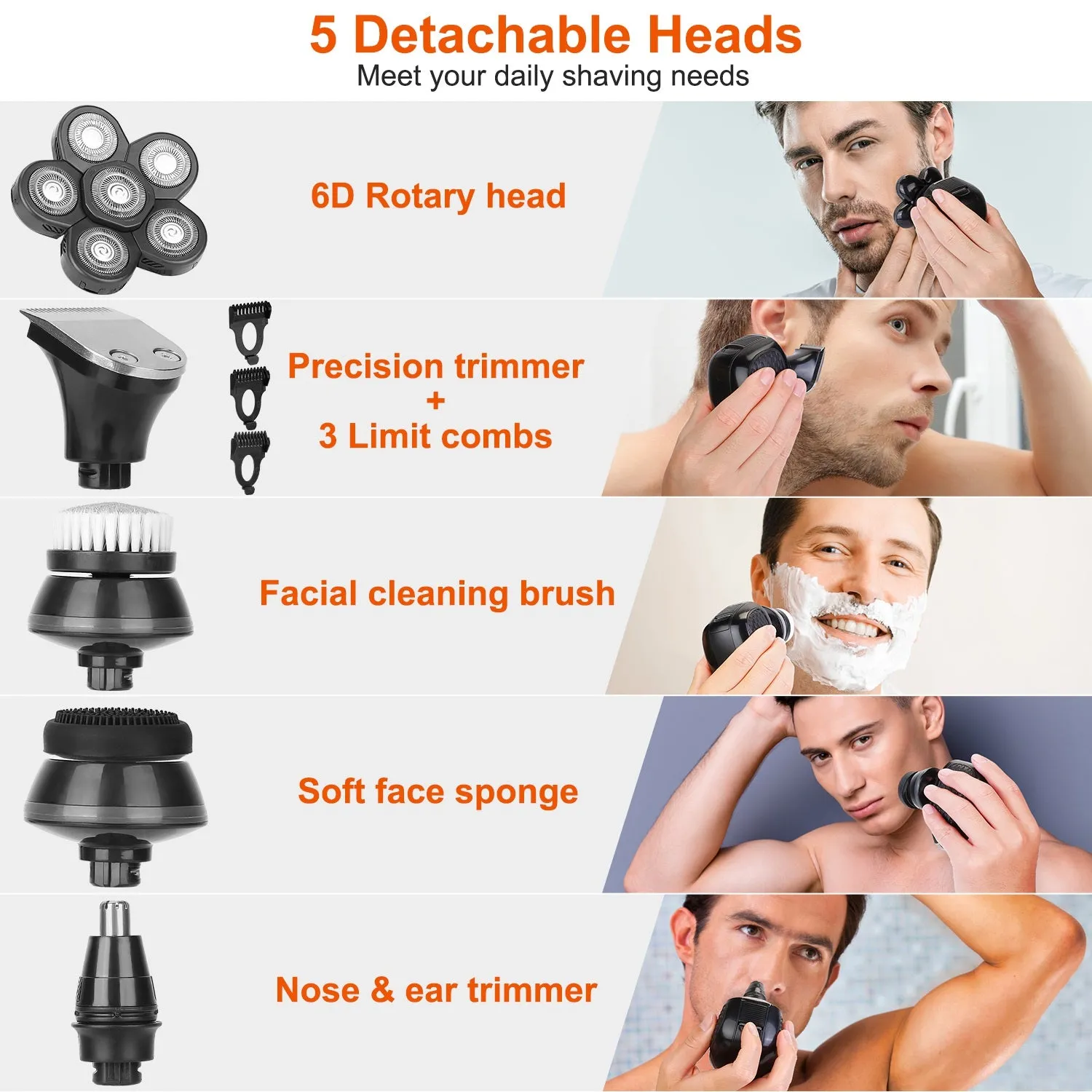 5-in-1 Electric Razor For Bald Men