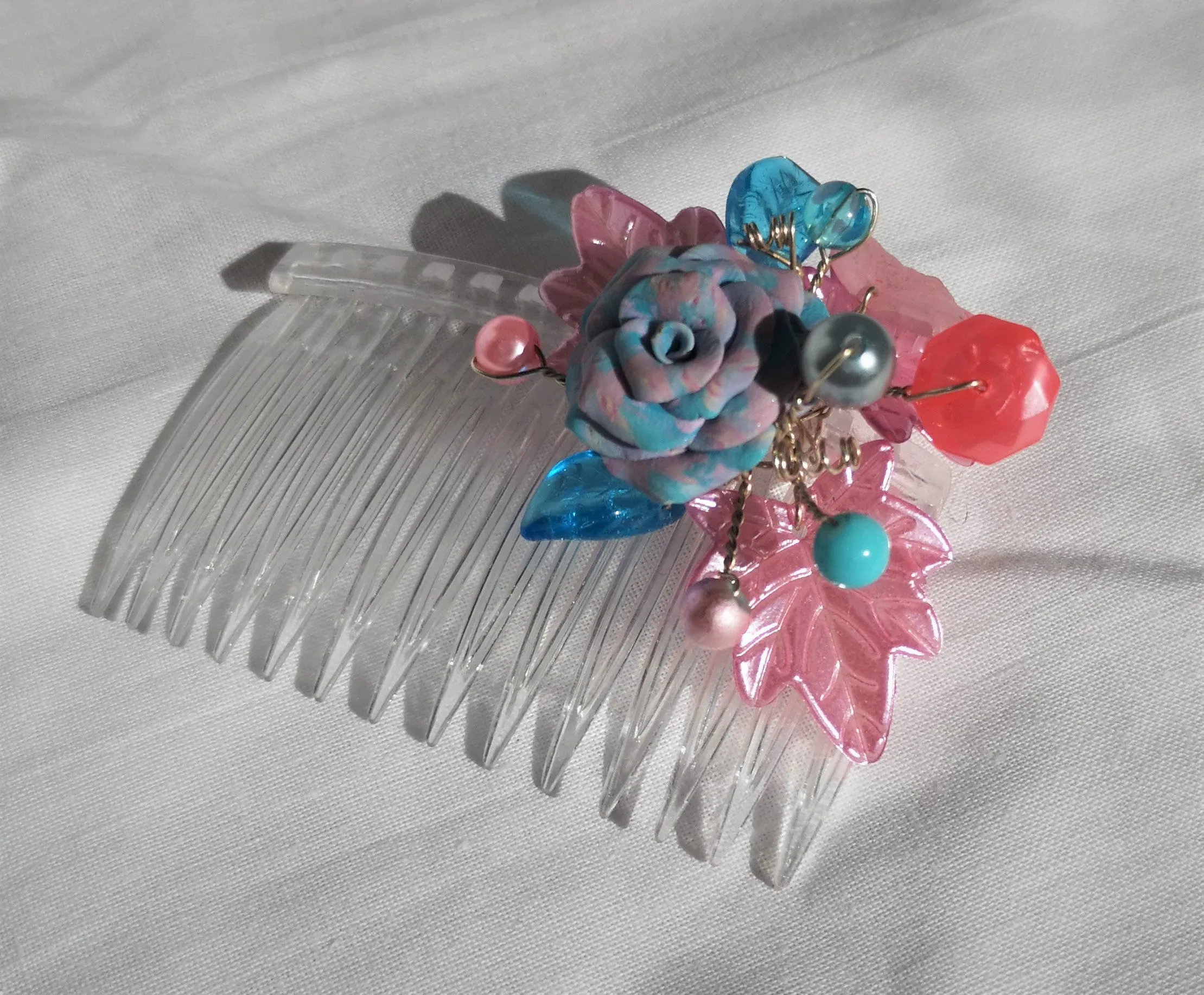 Beaded hair comb, accessory, bridal fashion, prom, handmade