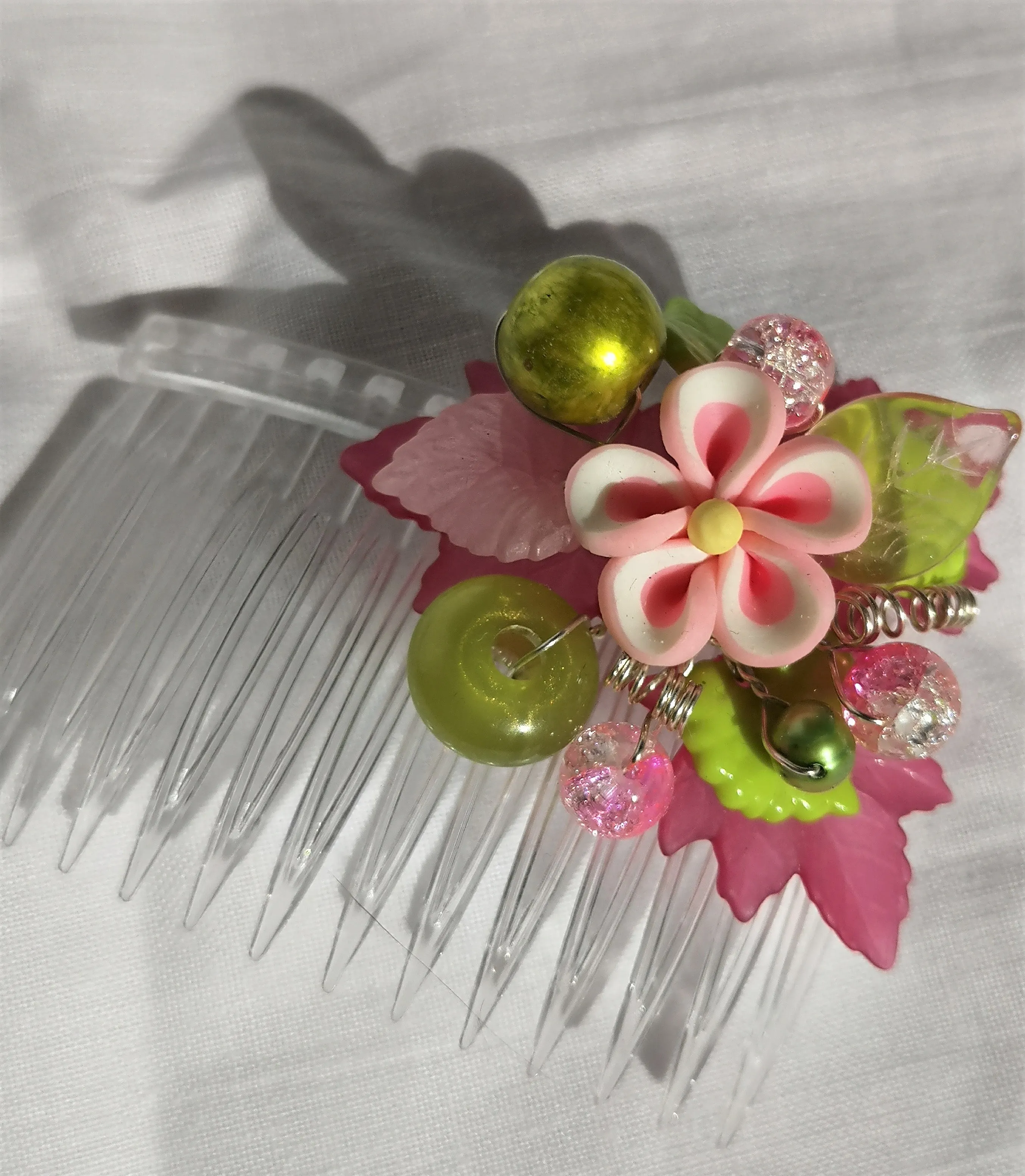 Beaded hair comb, accessory, bridal fashion, prom, handmade