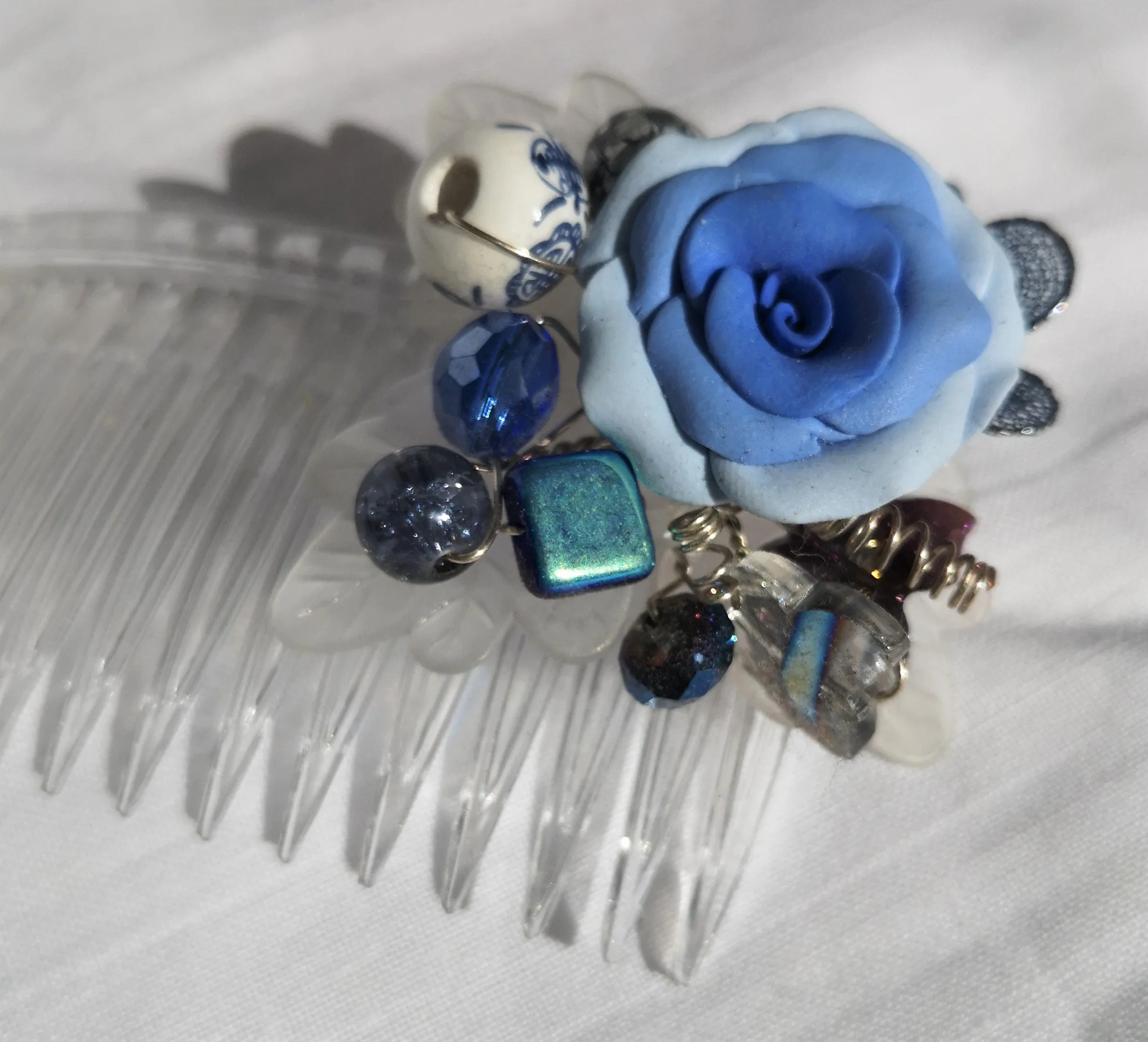 Beaded hair comb, accessory, bridal fashion, prom, handmade