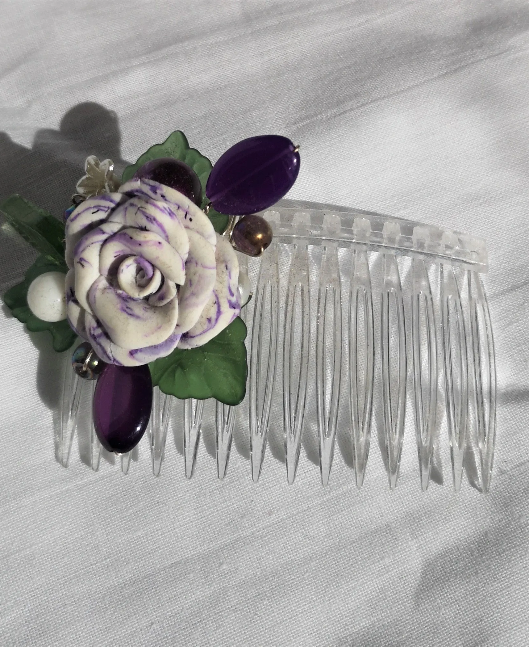 Beaded hair comb, accessory, bridal fashion, prom, handmade