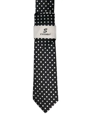 BLACK DOT 2 PC TIE & HANKIE SET