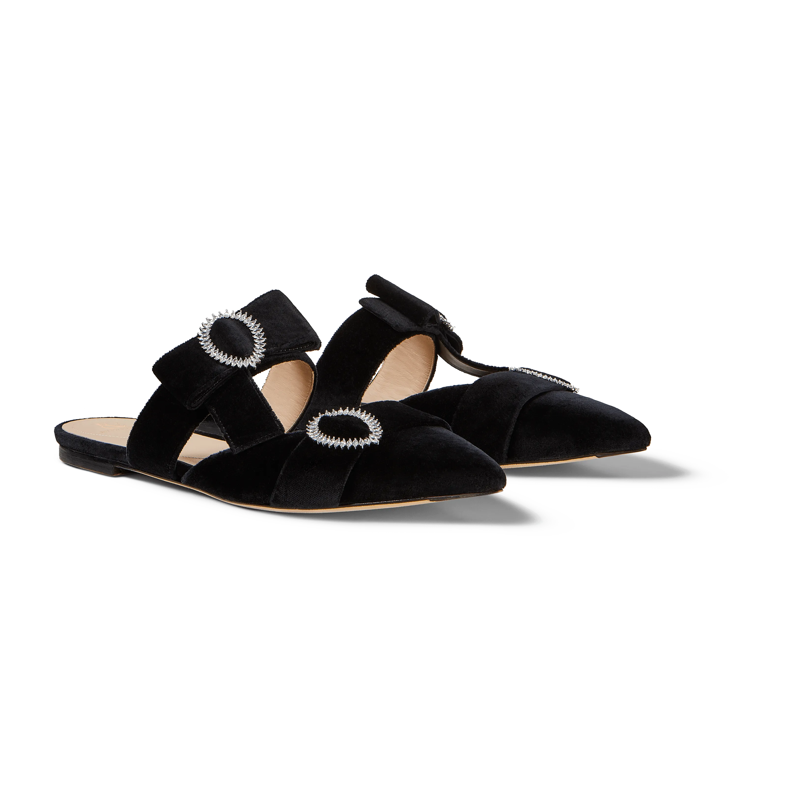 Black Velvet Flat Bow Mules