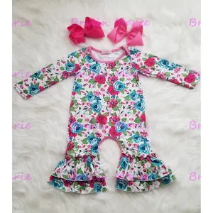 Blue & Pink Flowers Truffle Romper