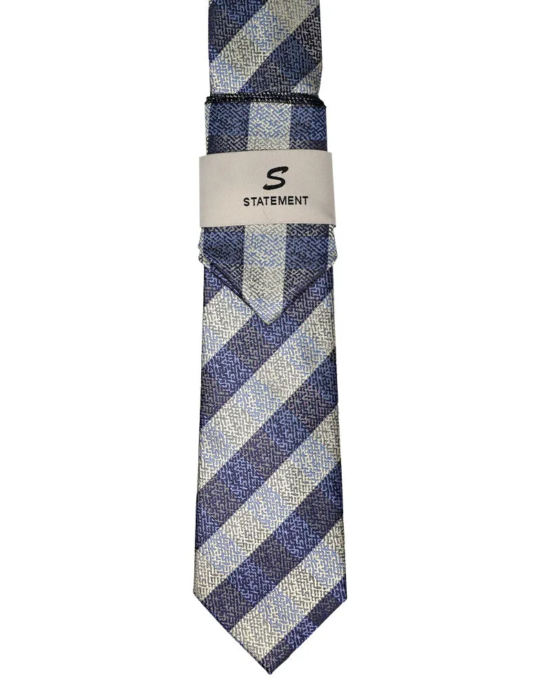 BLUE STRIPE 2 PC TIE & HANKIE SET