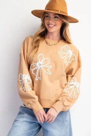 Braided Bow Mocha Sweatshirt