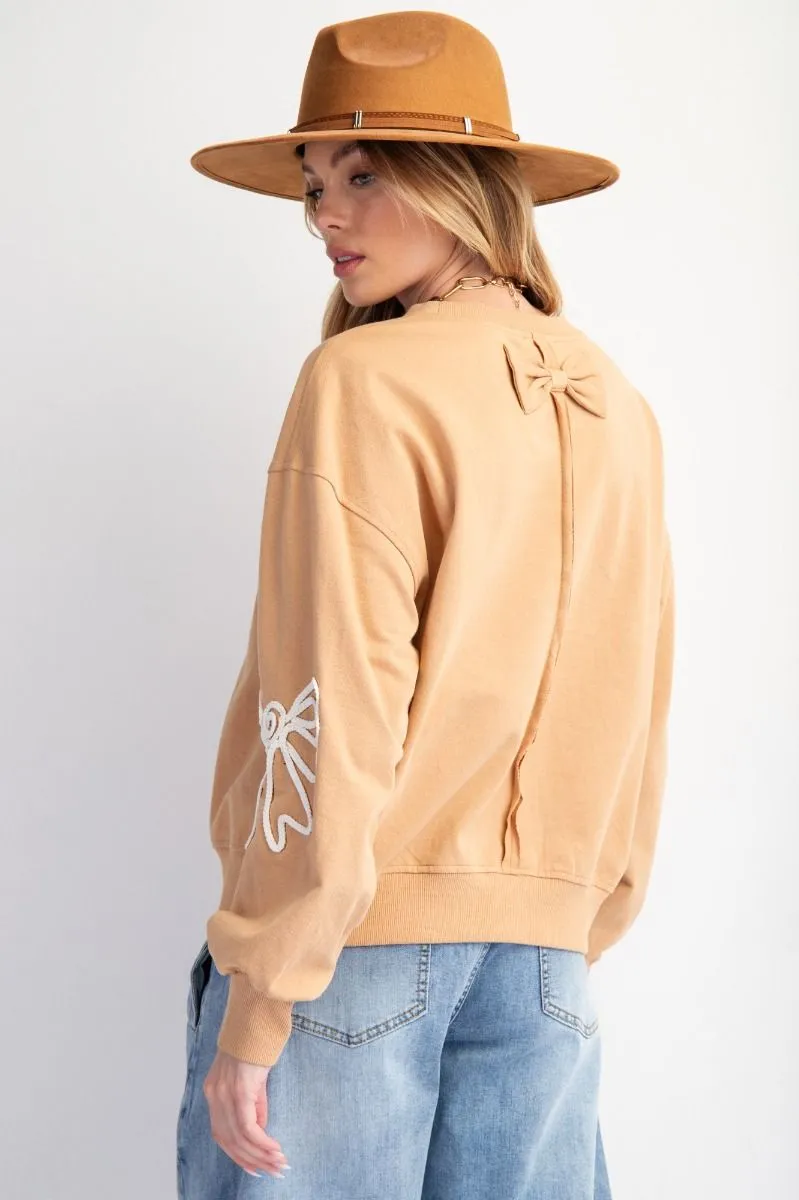 Braided Bow Mocha Sweatshirt