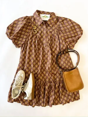 Brown Floral Fixation Dress