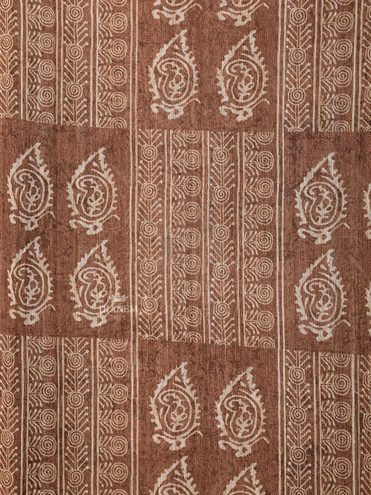 Brown Semi Tussar Silk Saree with Paisley and Geometric Design on the Body with Designed Border