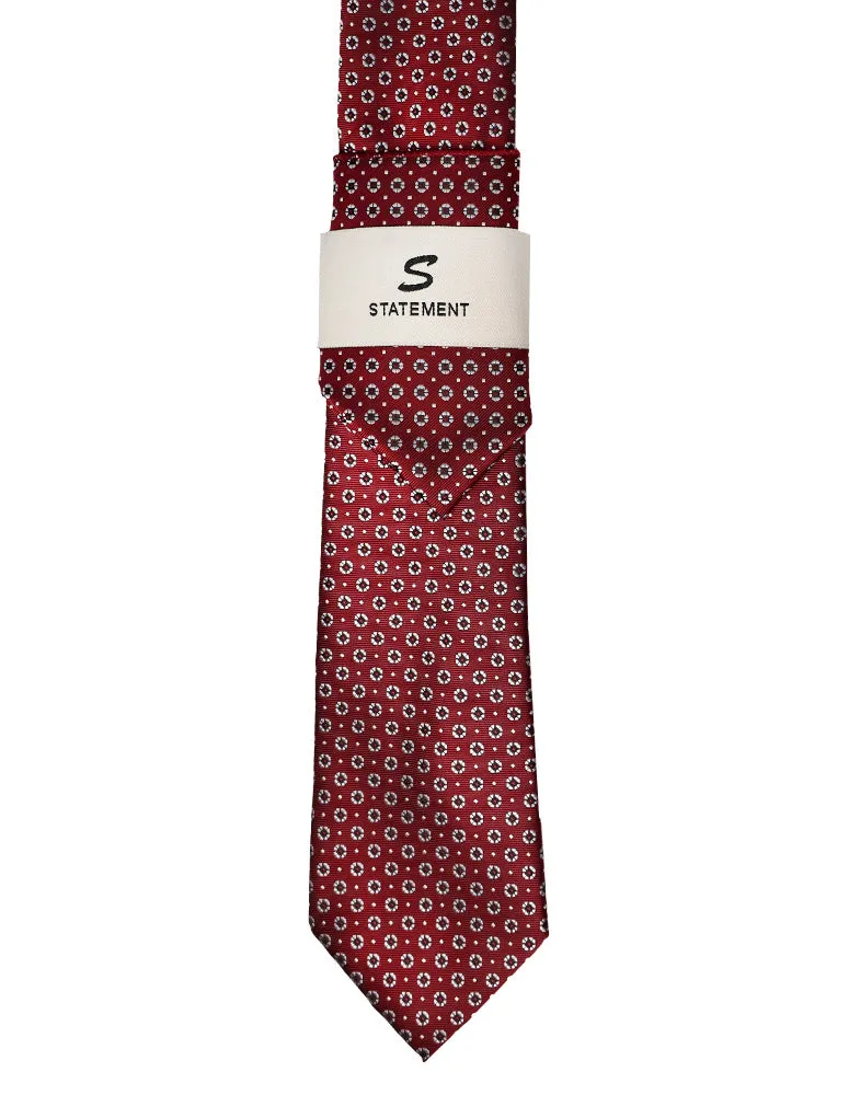 BURGUNDY DOT 2 PC TIE & HANKIE SET