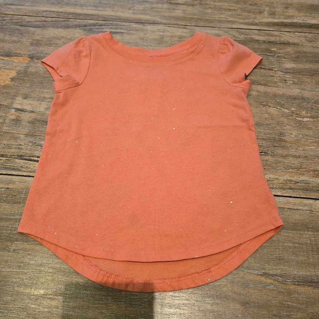 Cat & Jack cotton coral pink sparkly tshirt 3T