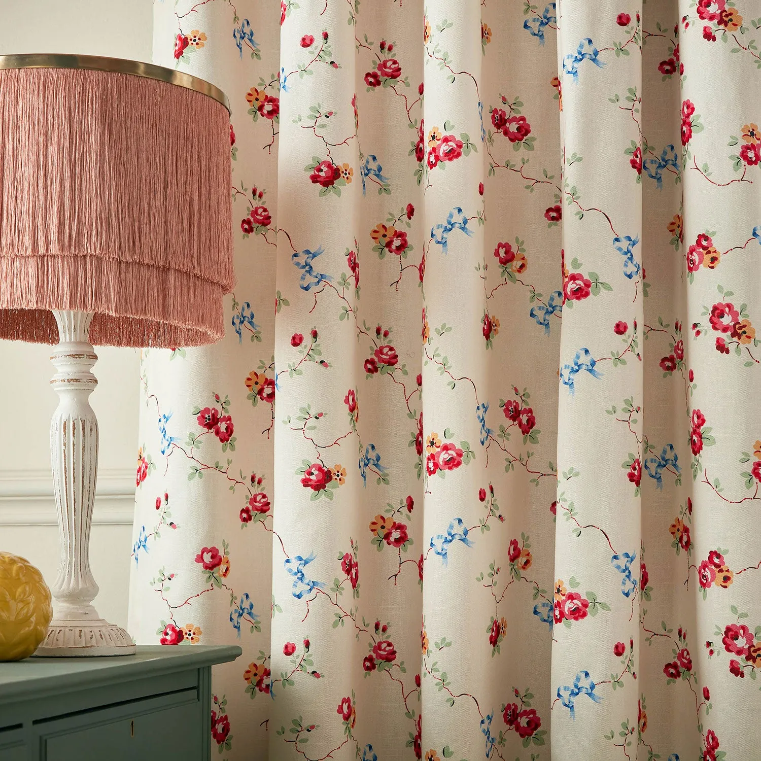 Cath Kidston Rose And Bows Blackout Pencil Pleat Curtains