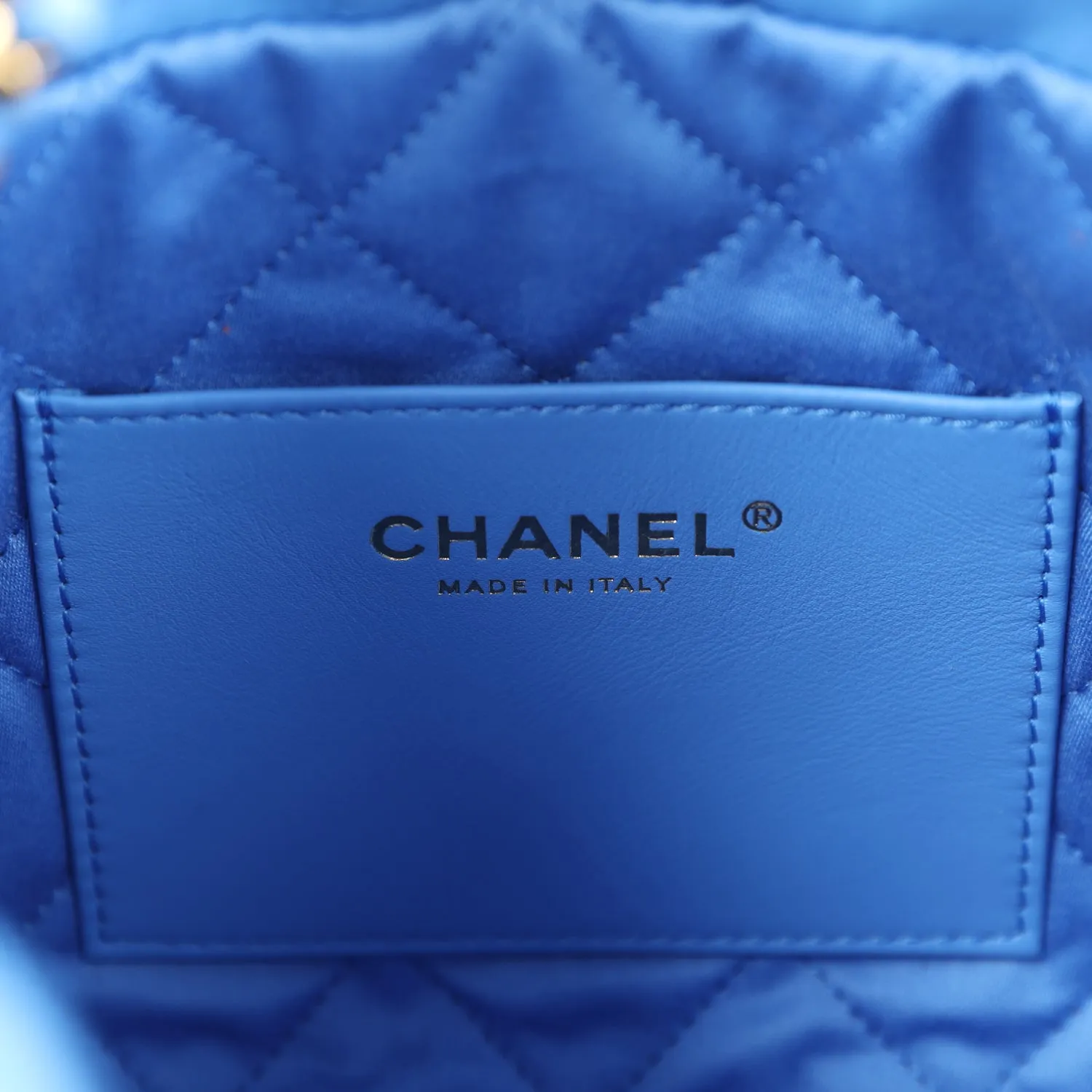 Chanel Mini 22 Bag Blue Shiny Aged Calfskin Gold Hardware