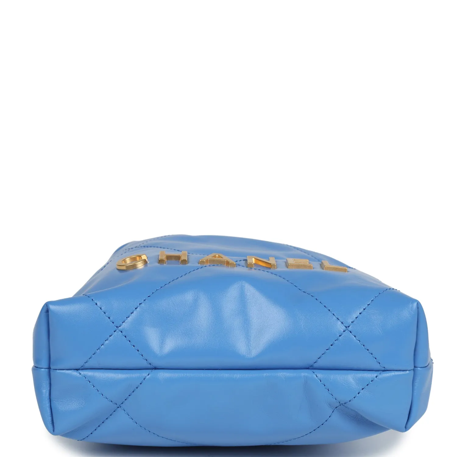 Chanel Mini 22 Bag Blue Shiny Aged Calfskin Gold Hardware