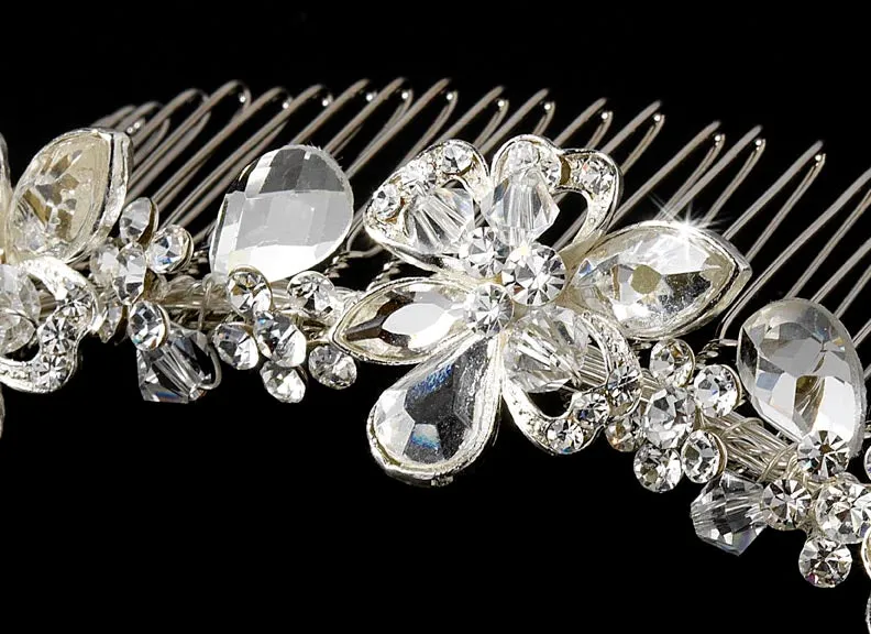 Charming Floral Swarovski Crystal Beaded Bridal Comb