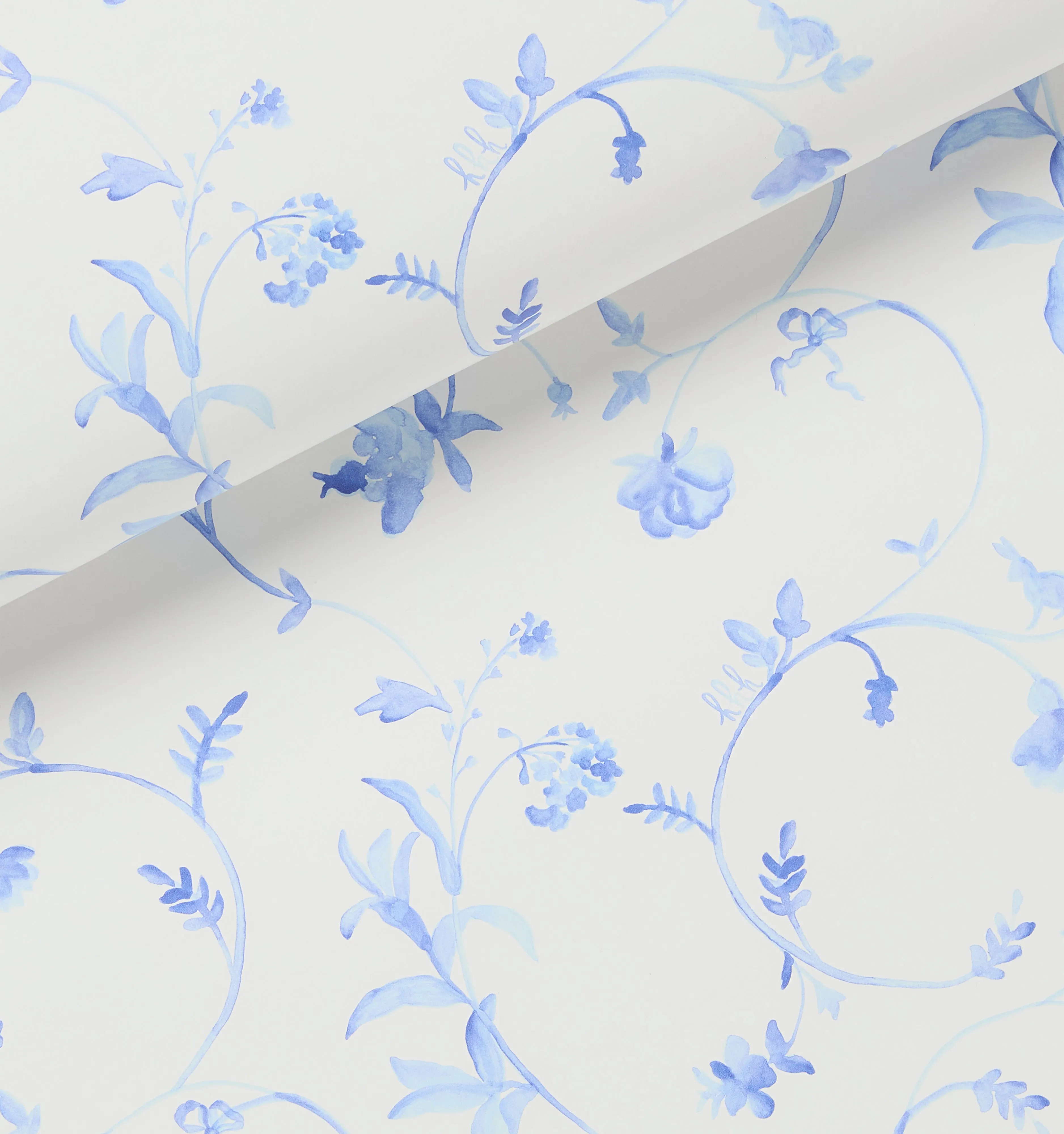 Clay Coated Wallpaper - Blue Botanical