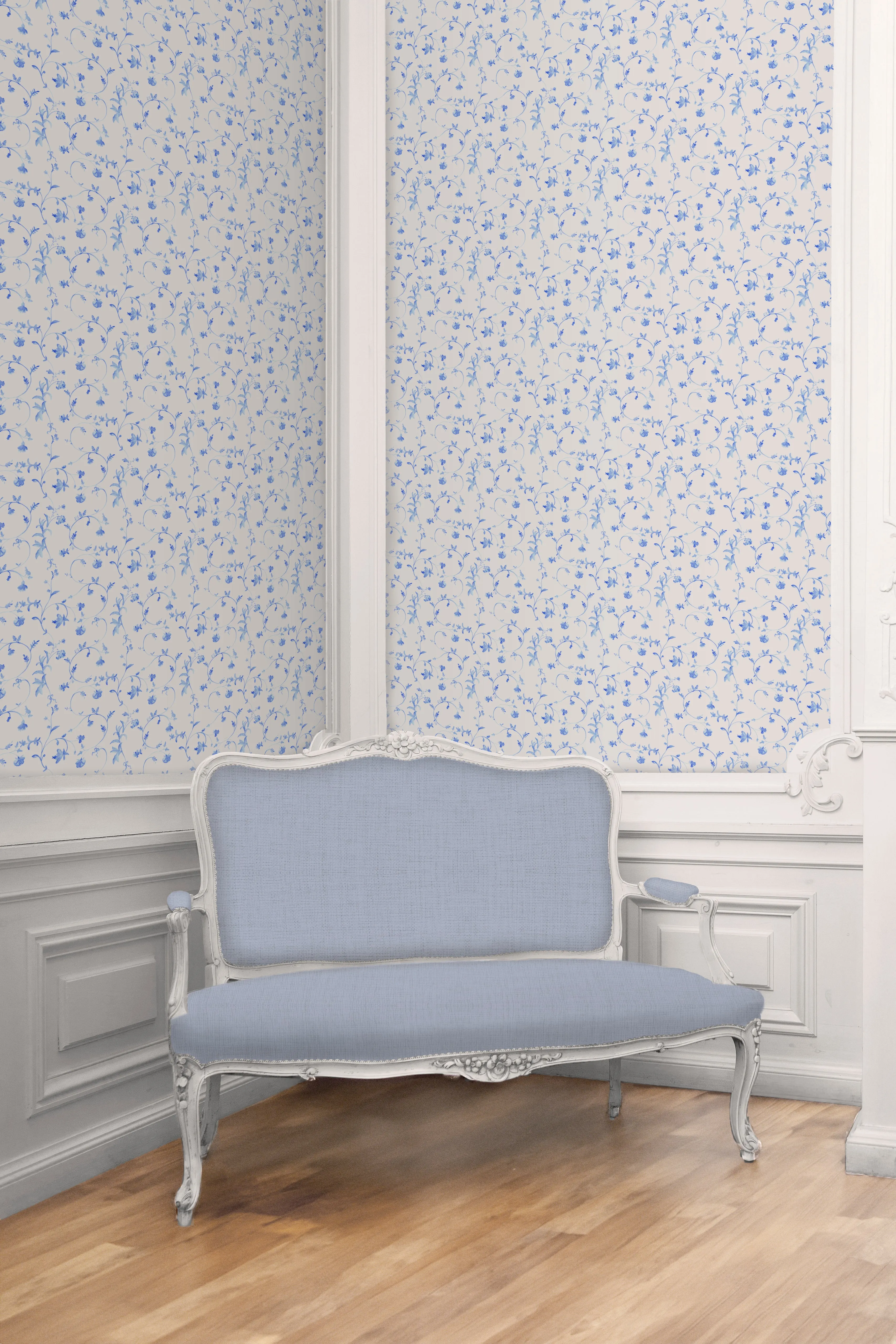 Clay Coated Wallpaper - Blue Botanical