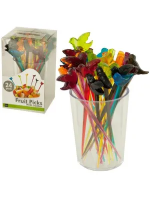 Colorful Bird Fruit Picks with Holder (Available in a pack of 12)