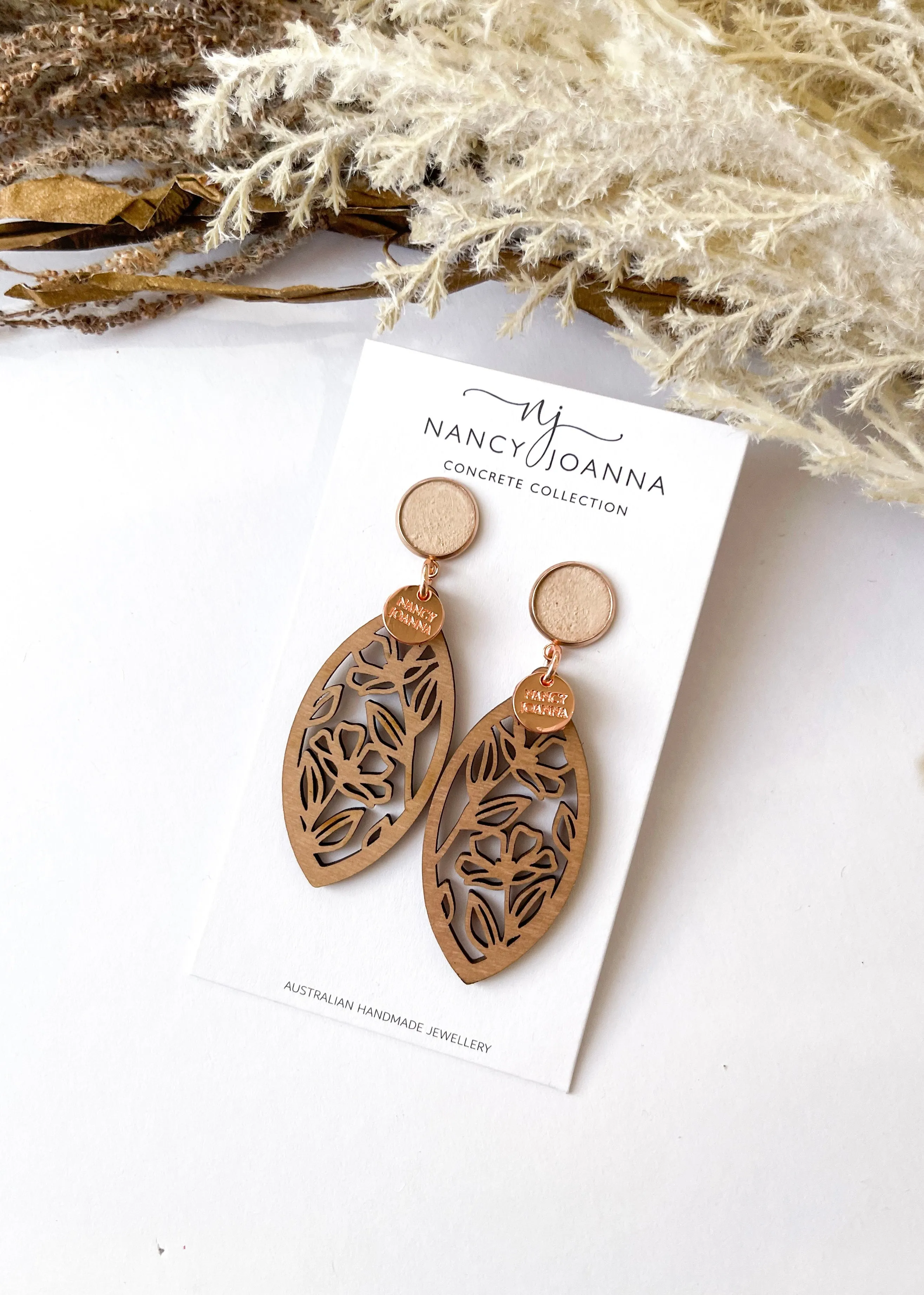 Concrete & Marquee Wooden Earrings