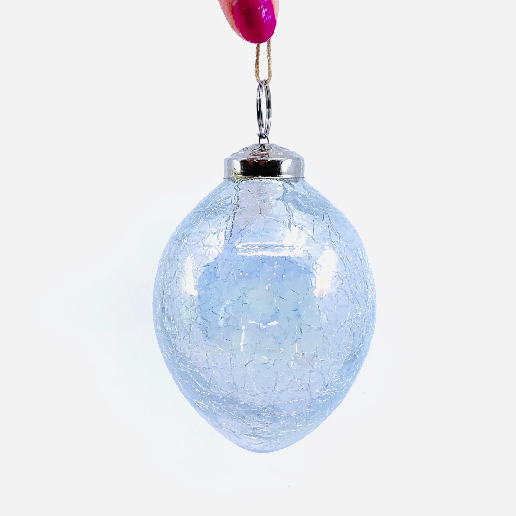 Crackle Glass Ornament 3.5" Clear Luster, 15