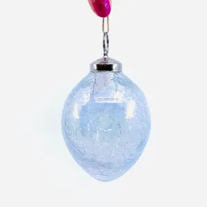 Crackle Glass Ornament 3.5" Clear Luster, 15