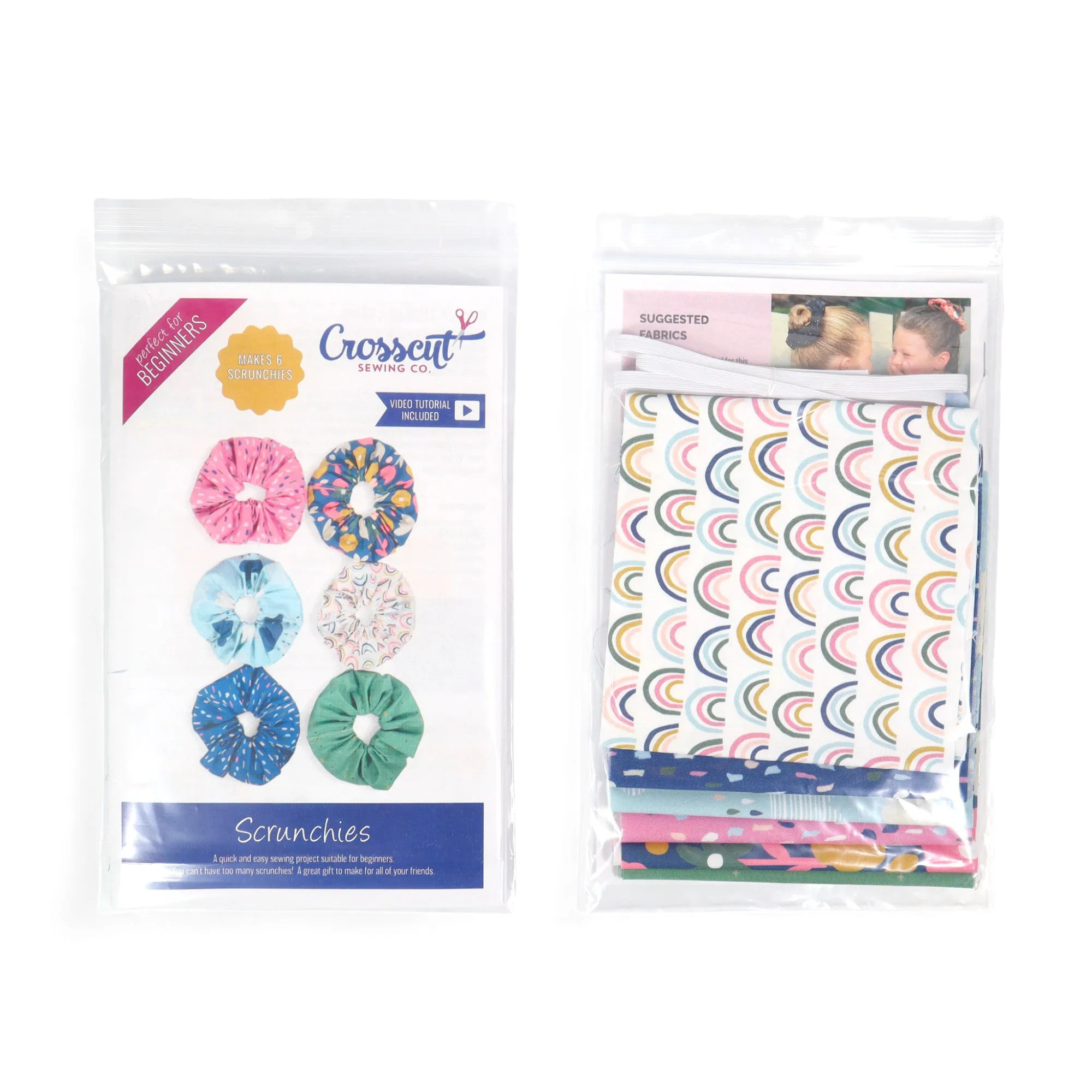 Crosscut Sewing Co. Scrunchie Sewing Kit - Rainbows