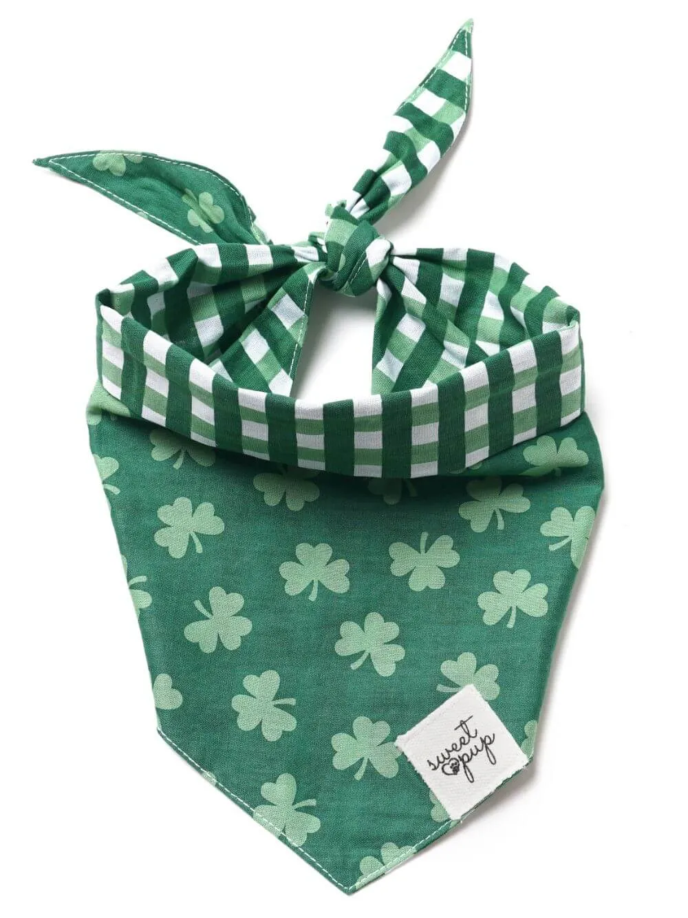 Dog Bandana - Shamrock Green Plaid Reversible