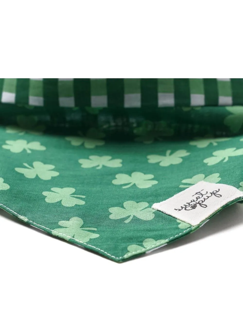 Dog Bandana - Shamrock Green Plaid Reversible