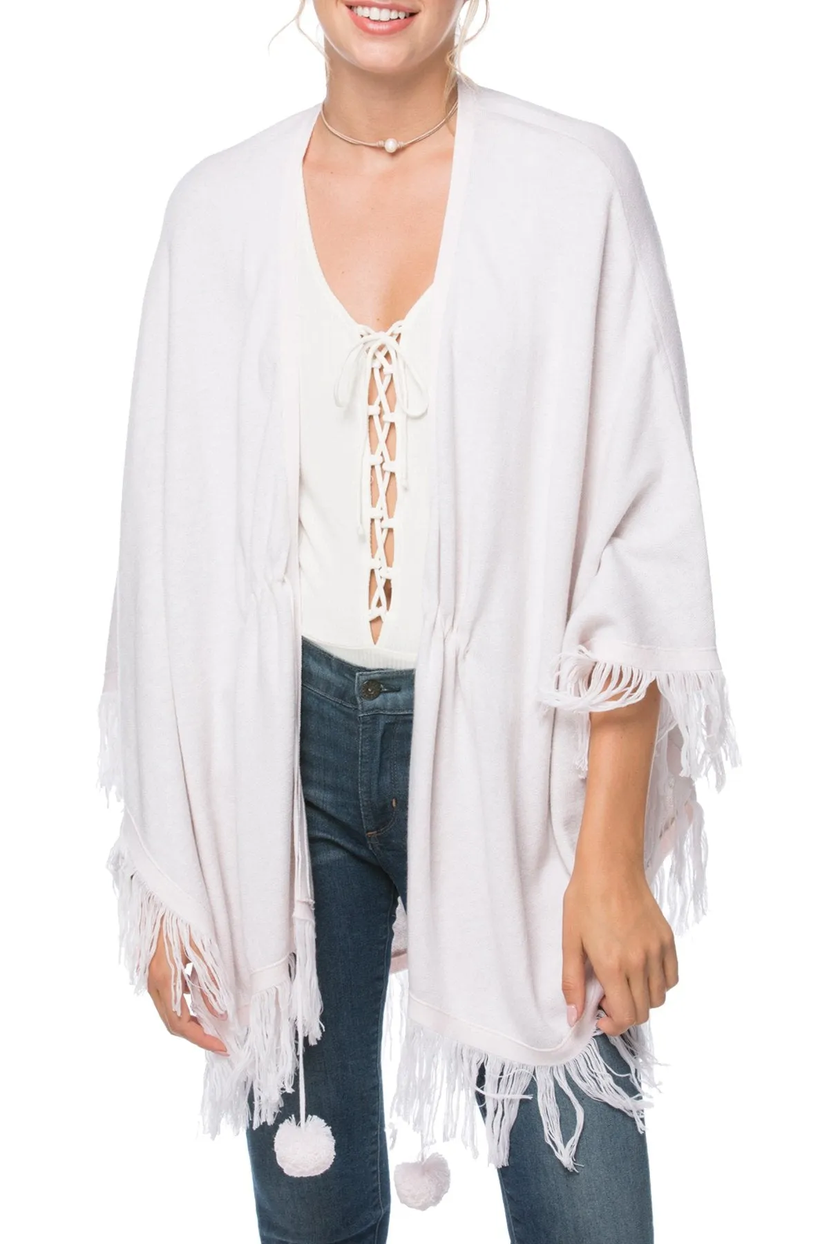 Double Knit Poncho w/ Fringe - Zen Blend