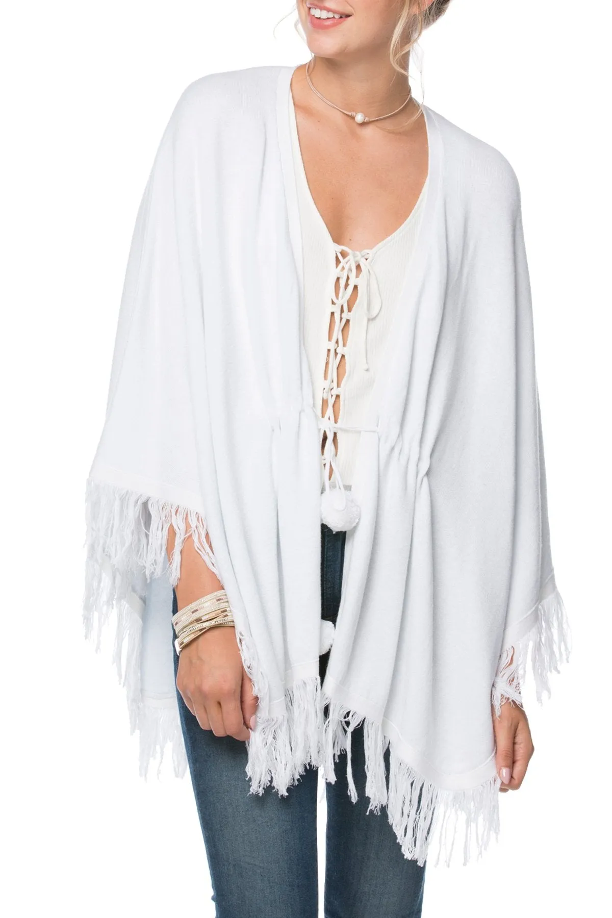 Double Knit Poncho w/ Fringe - Zen Blend